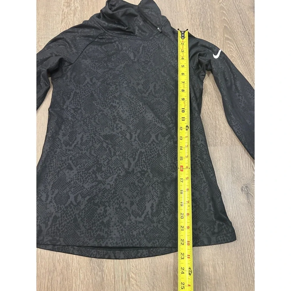 Nike Pro Dri-FIT Womens Black Snakeskin Print Side Zip Funnel Neck Top Medium‎